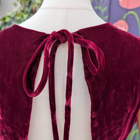 Vintage 1990's Dark Blood Red Velvet Backless Vampy Evening Gown By Jordan - Picture 12 of 15